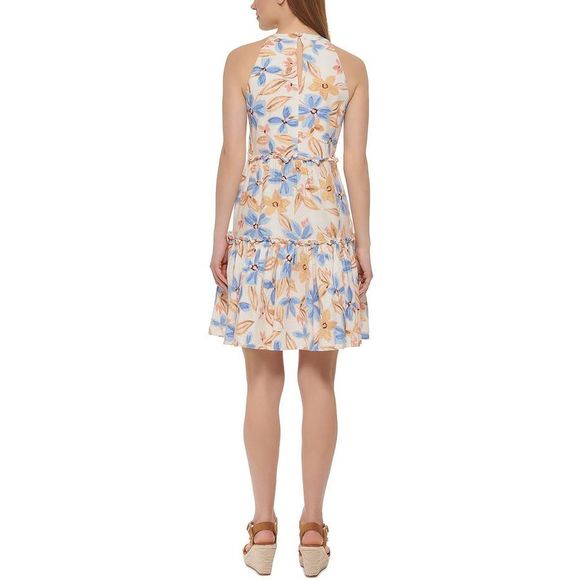 Vince Camuto Womens White Tiered Knee Summer Midi Dress NWT - Picture 2 of 2